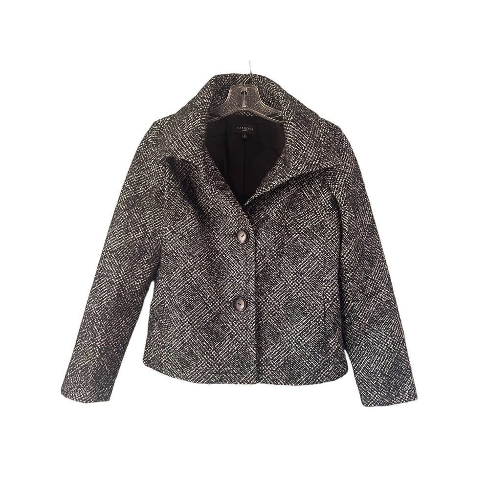 Talbots Tweed Blazer size 6P Petite Black Tweed